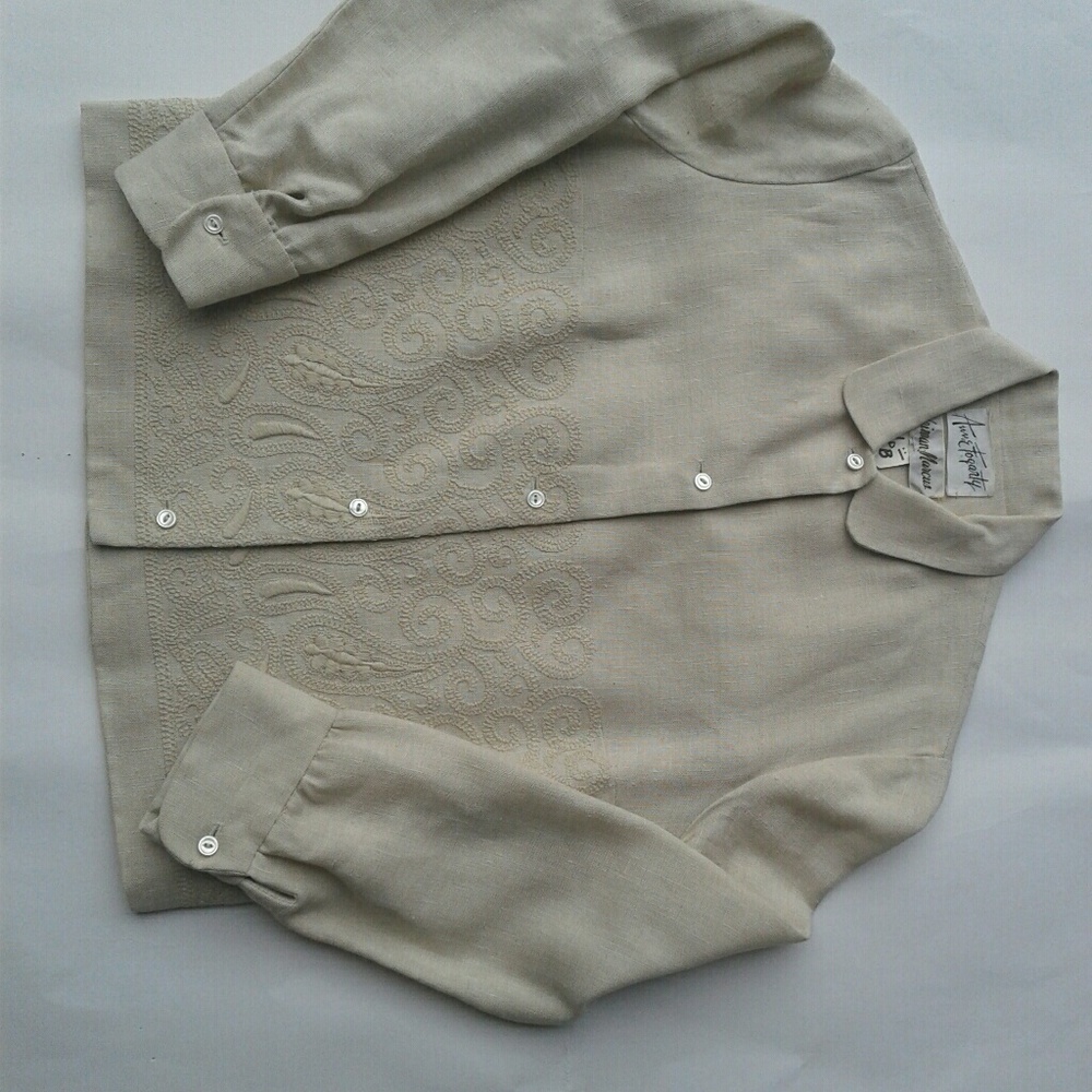 Anne Fovarty Vintage Embroidered Linen Jacket